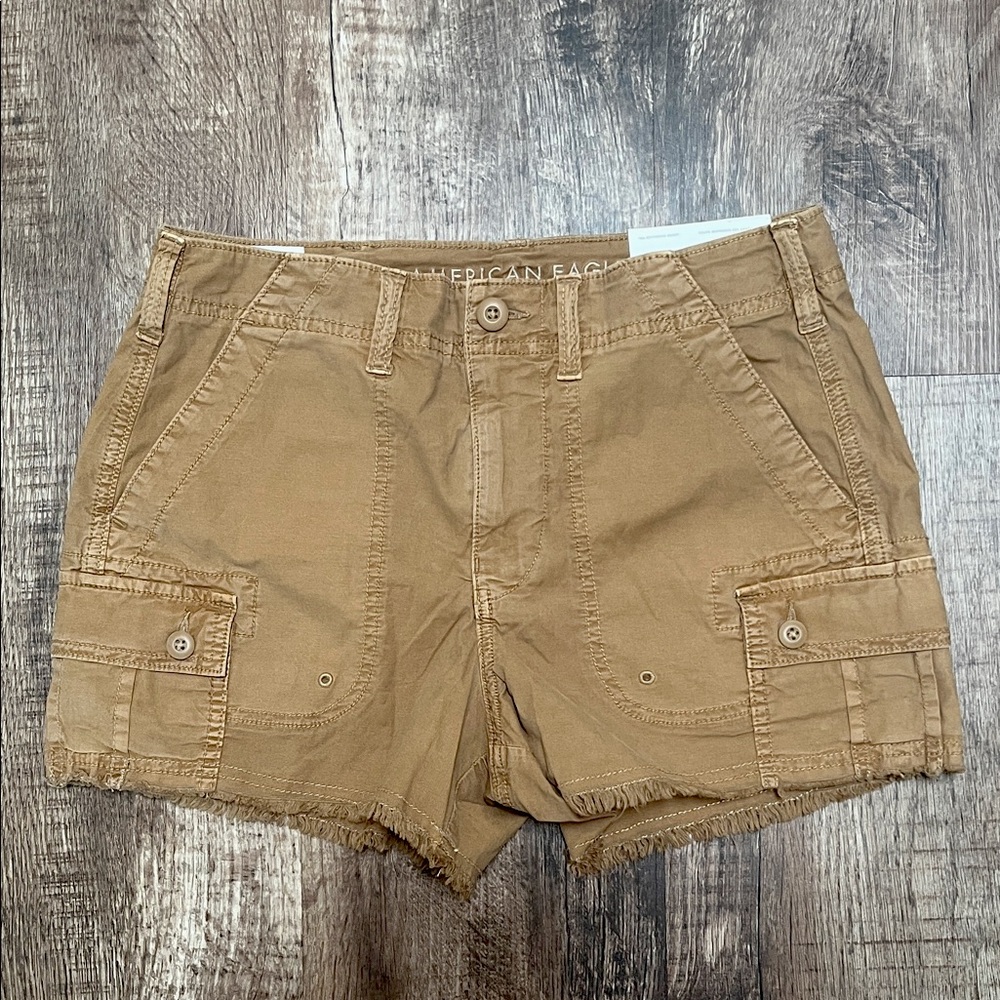 NWT American Eagle Stretch Brown Cargo 90’s Boyfriend Shorts, Size 2 Cotton